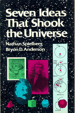 Textbook cover: Seven Ideas that Shook the Universe
