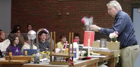 IMAGE: Prof. Stan Christensen shatters a rose after freezing it in liquid nitrogen